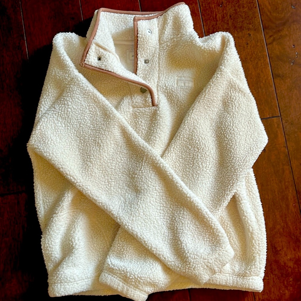 White, brown collard Abercrombie and fitch kids pullover swearer